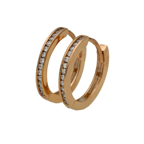 Ladies 9ct Rose Gold Cubic Zirconia Huggie Hoop Earrings