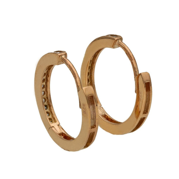 Ladies 9ct Rose Gold Cubic Zirconia Huggie Hoop Earrings