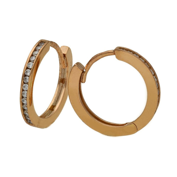 Ladies 9ct Rose Gold Cubic Zirconia Huggie Hoop Earrings