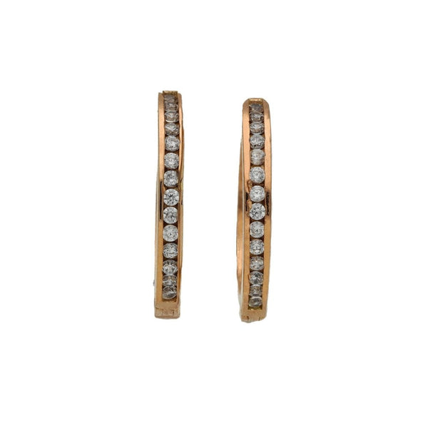 Ladies 9ct Rose Gold Cubic Zirconia Huggie Hoop Earrings