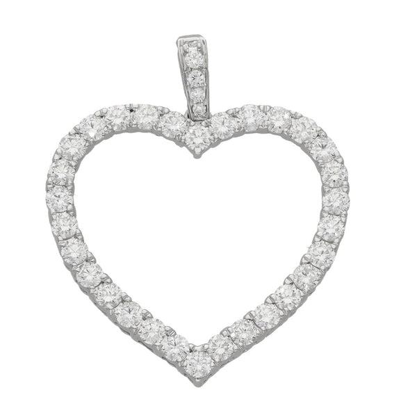 Ladies 18ct White Gold Heart Shape Diamond Set Pendant - 1.23ct