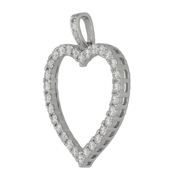 Ladies 18ct White Gold Heart Shape Diamond Set Pendant - 1.23ct
