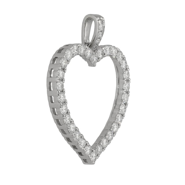Ladies 18ct White Gold Heart Shape Diamond Set Pendant - 1.23ct