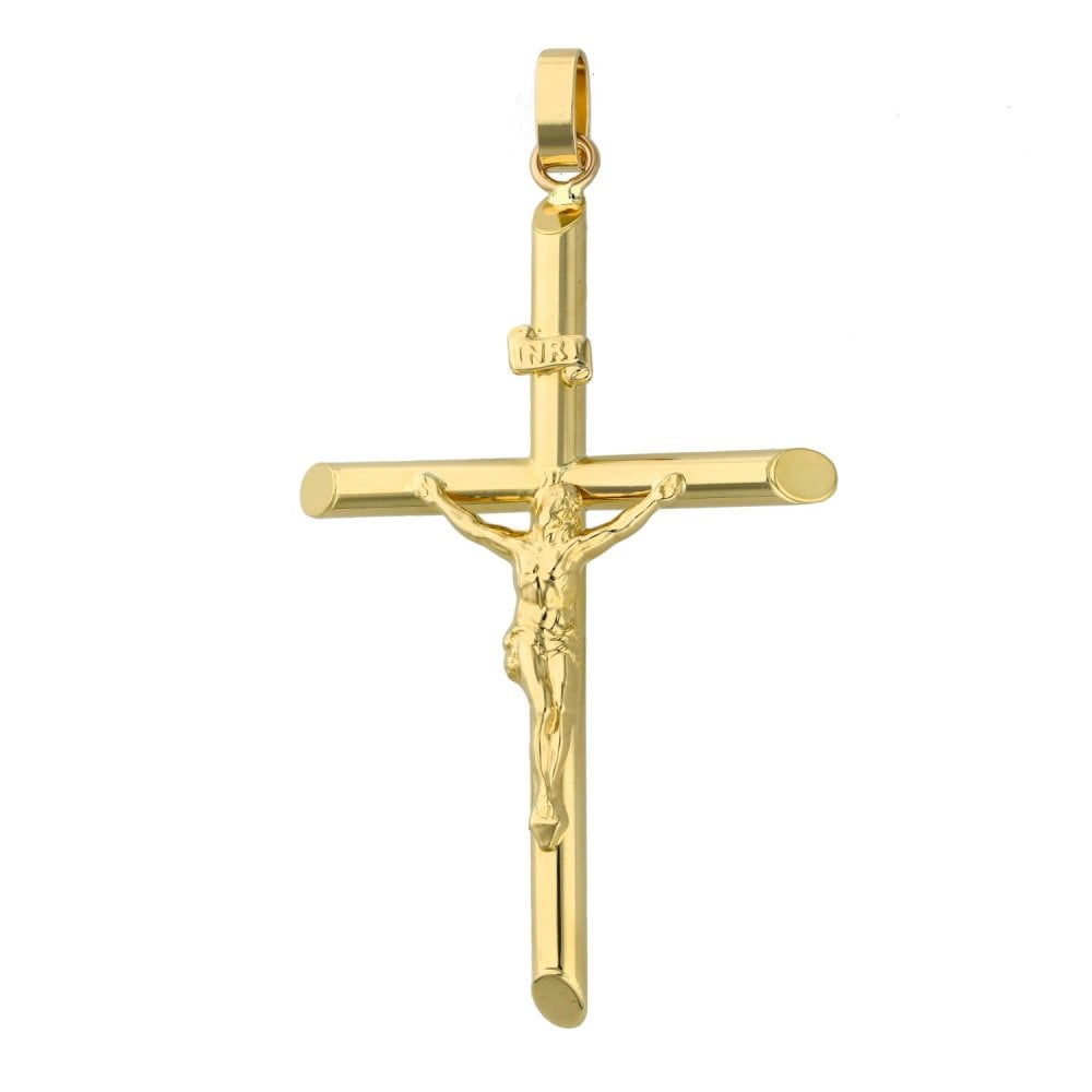 9ct Yellow Gold Hollow Crucifix Pendant - 4.4g