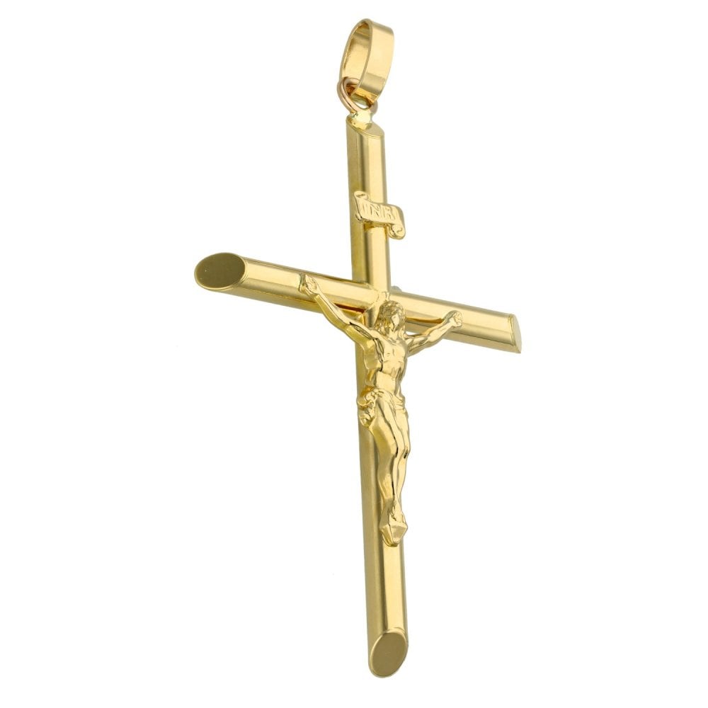 9ct Yellow Gold Hollow Crucifix Pendant - 4.4g