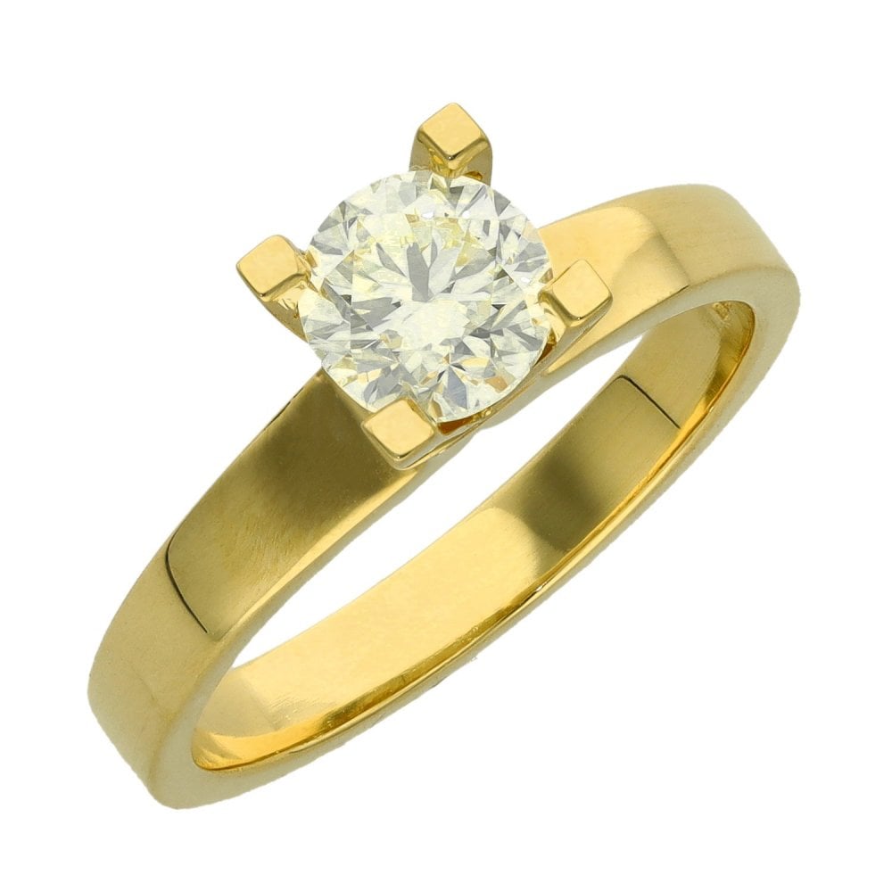 Ladies 18ct Yellow Gold Diamond Solitaire Engagement Ring
