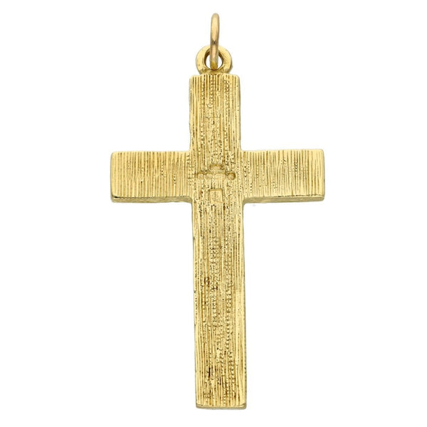 9ct Yellow Gold Pattern Block Cross Pendant - 9.0g