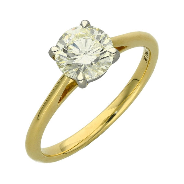 Ladies 18ct Yellow Gold Certified Diamond Engagement Ring