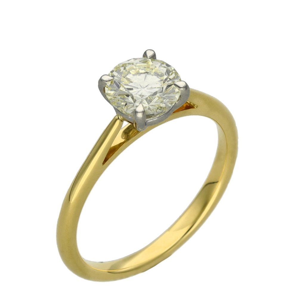 Ladies 18ct Yellow Gold Certified Diamond Engagement Ring