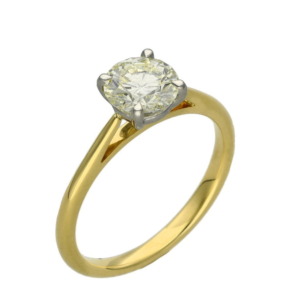 Ladies 18ct Yellow Gold Certified Diamond Engagement Ring