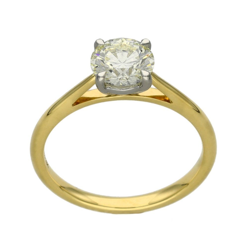Ladies 18ct Yellow Gold Certified Diamond Engagement Ring