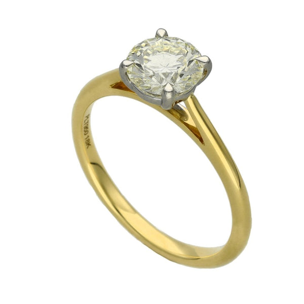 Ladies 18ct Yellow Gold Certified Diamond Engagement Ring