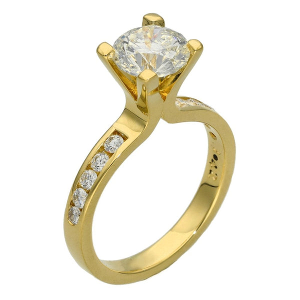 Ladies 18ct Yellow Gold Certified Diamond Engagement Ring