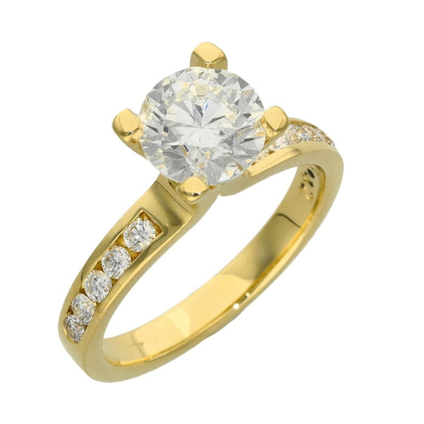 Ladies 18ct Yellow Gold Certified Diamond Engagement Ring