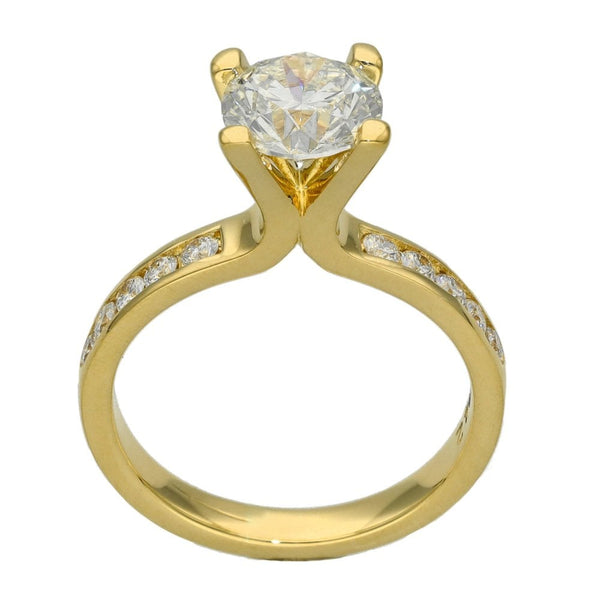 Ladies 18ct Yellow Gold Certified Diamond Engagement Ring