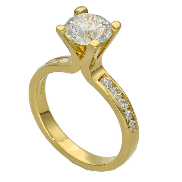 Ladies 18ct Yellow Gold Certified Diamond Engagement Ring