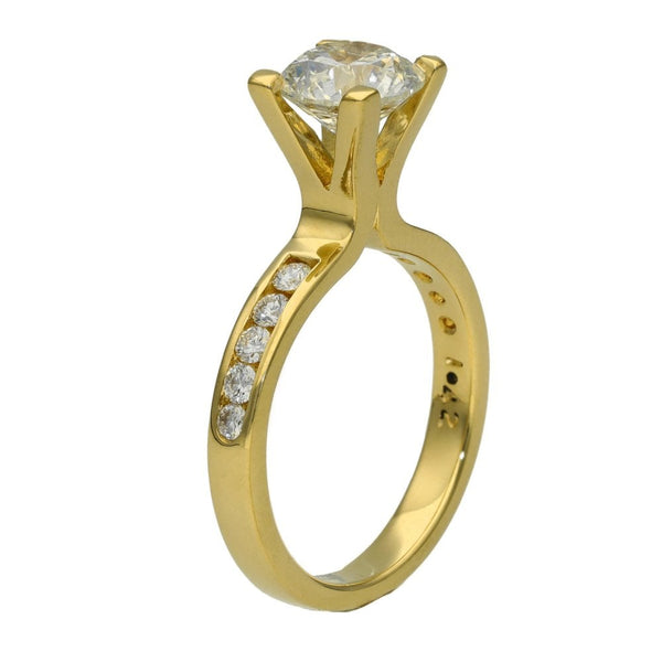 Ladies 18ct Yellow Gold Certified Diamond Engagement Ring