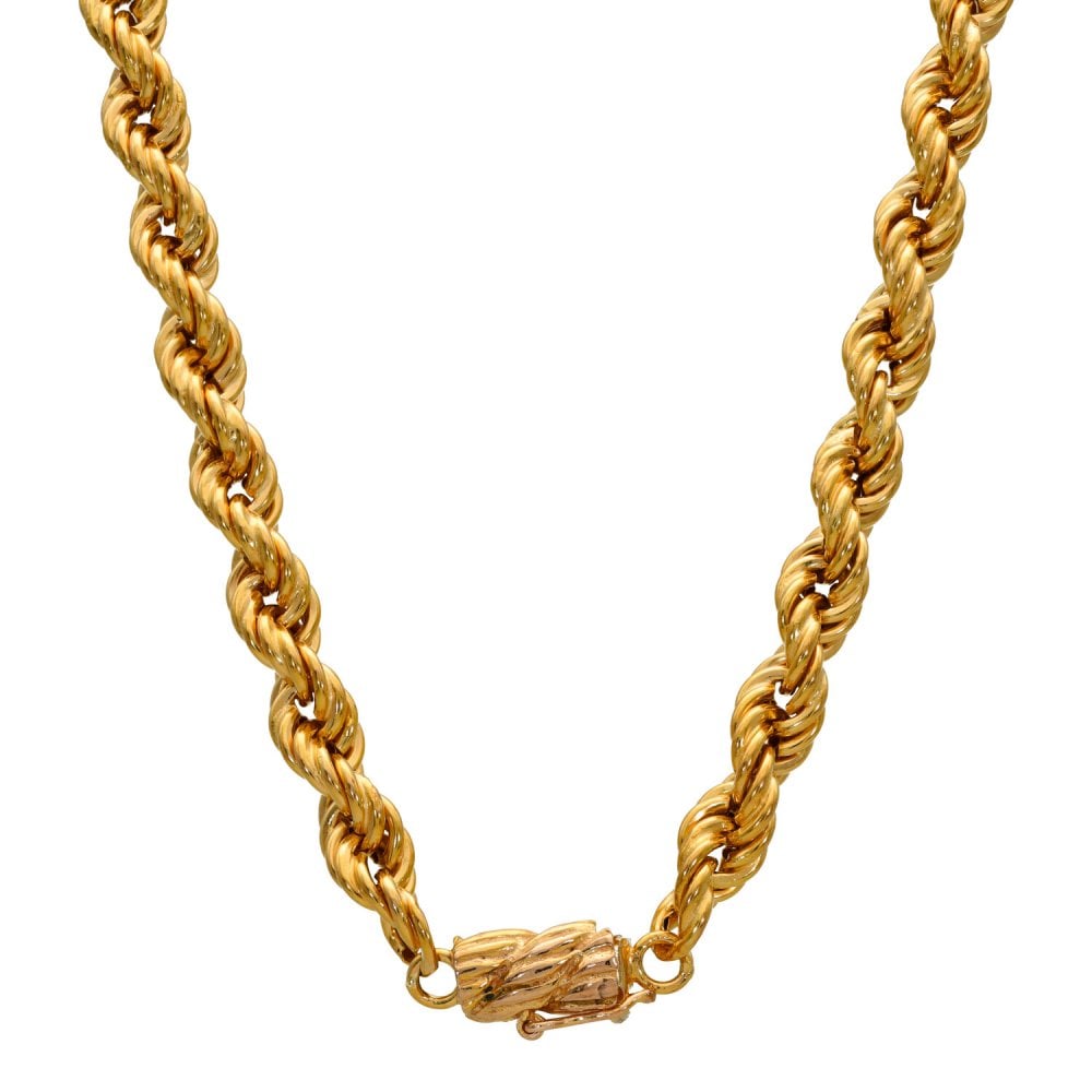 9ct Yellow Gold Rope Chain - 16" - 12.8g