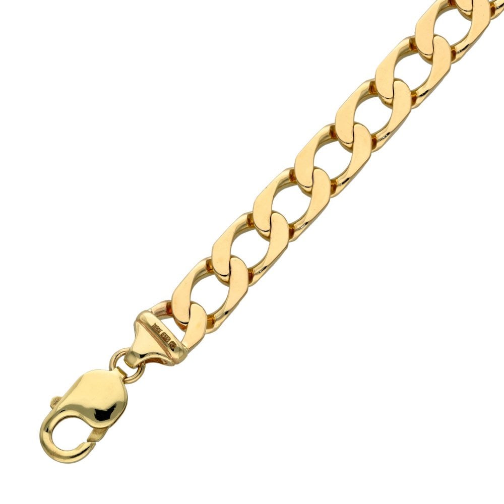 Gents 9ct Yellow Gold 8.5" Square Curb Bracelet - 30.3g