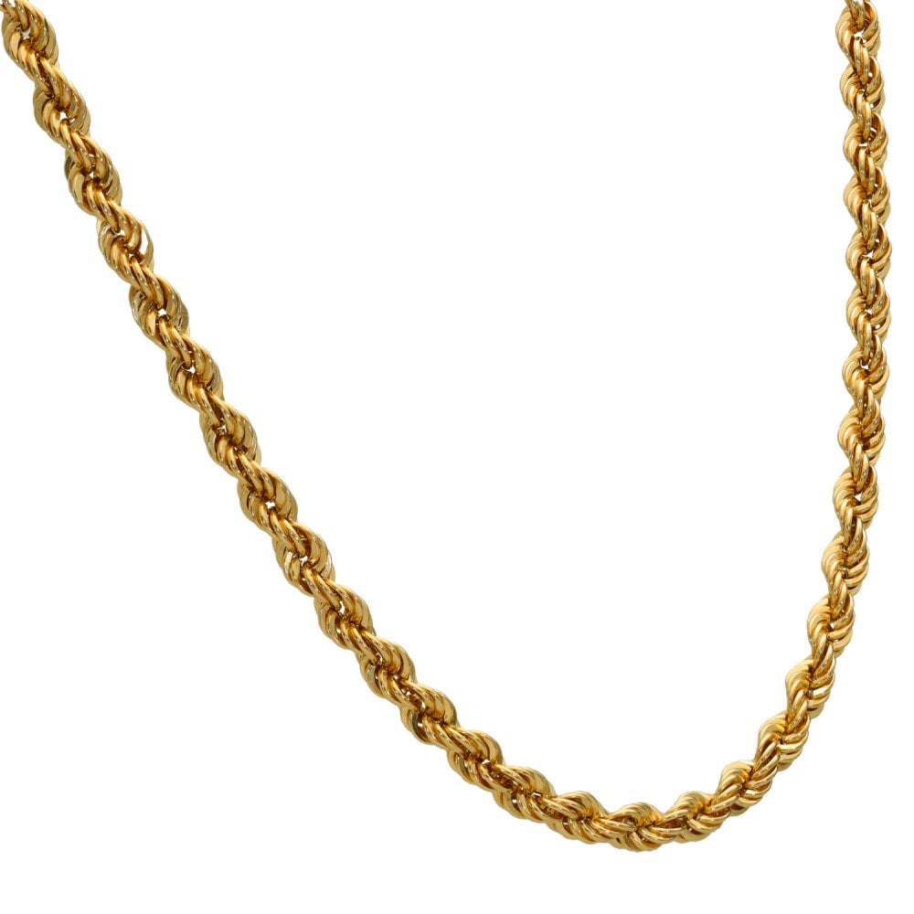 9ct Yellow Gold Solid Rope Chain - 18" - 16.9g