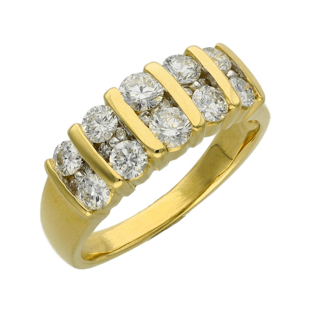 Ladies 18ct Yellow Gold 0.75ct Diamond Row Ring - Size L