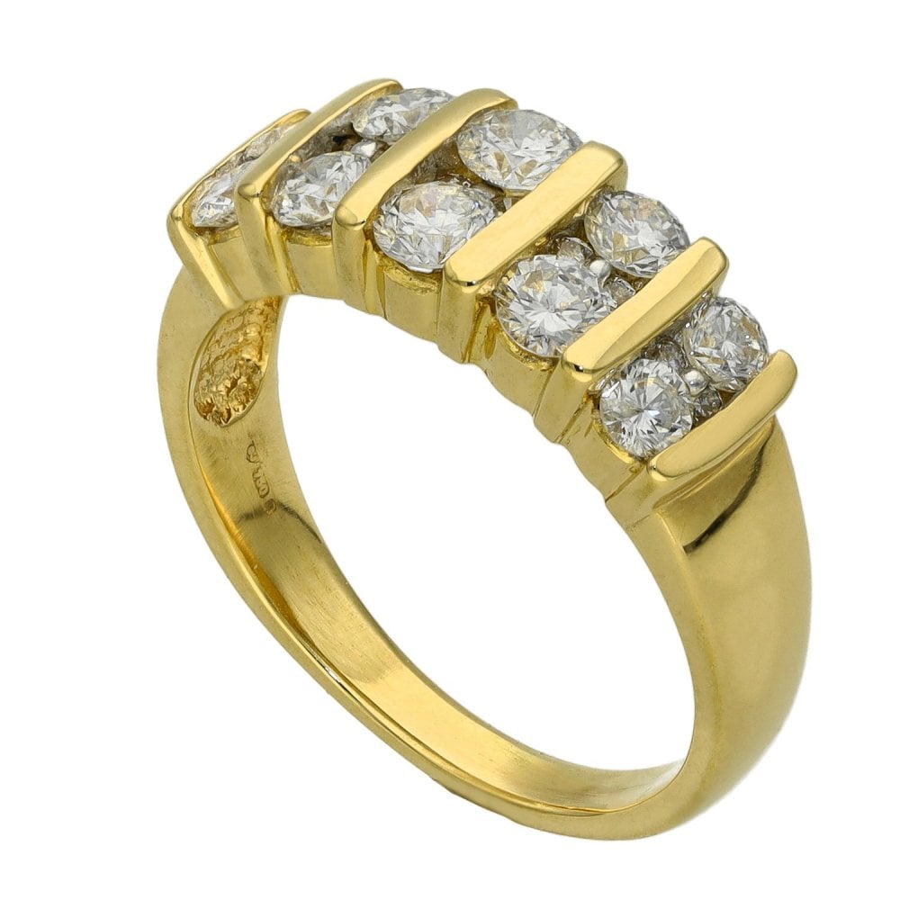 Ladies 18ct Yellow Gold 0.75ct Diamond Row Ring - Size L