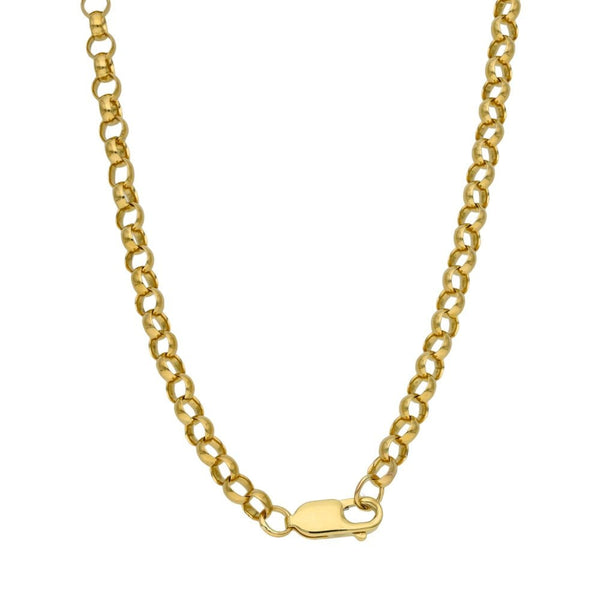 9ct Yellow Gold Plain Block Cross & 22" Belcher Chain