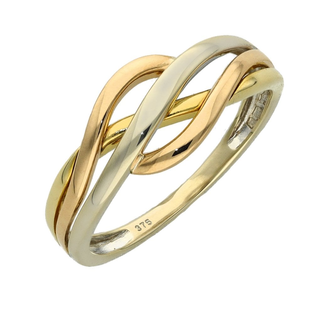 Ladies 9ct Multi-Tone Gold Open Celtic Band - Size M