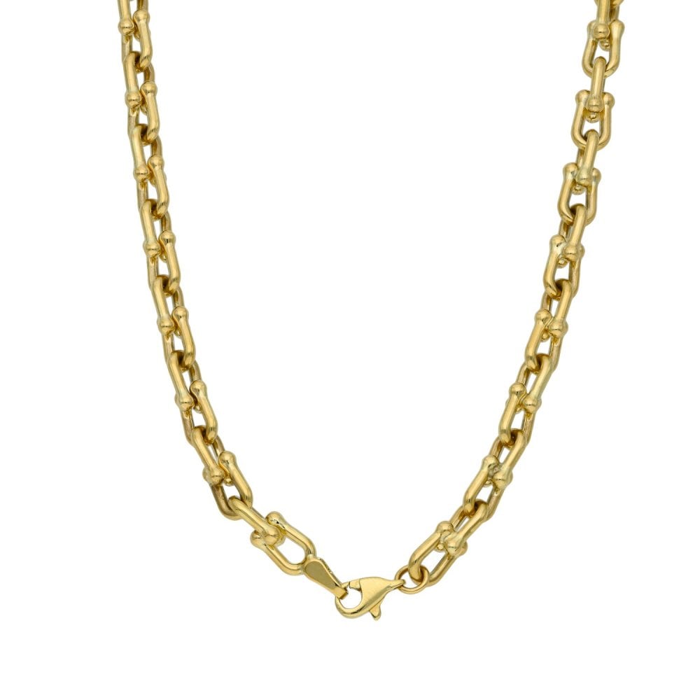 9ct Yellow Gold Hollow Fancy Link Necklace - 18" - 15.8g