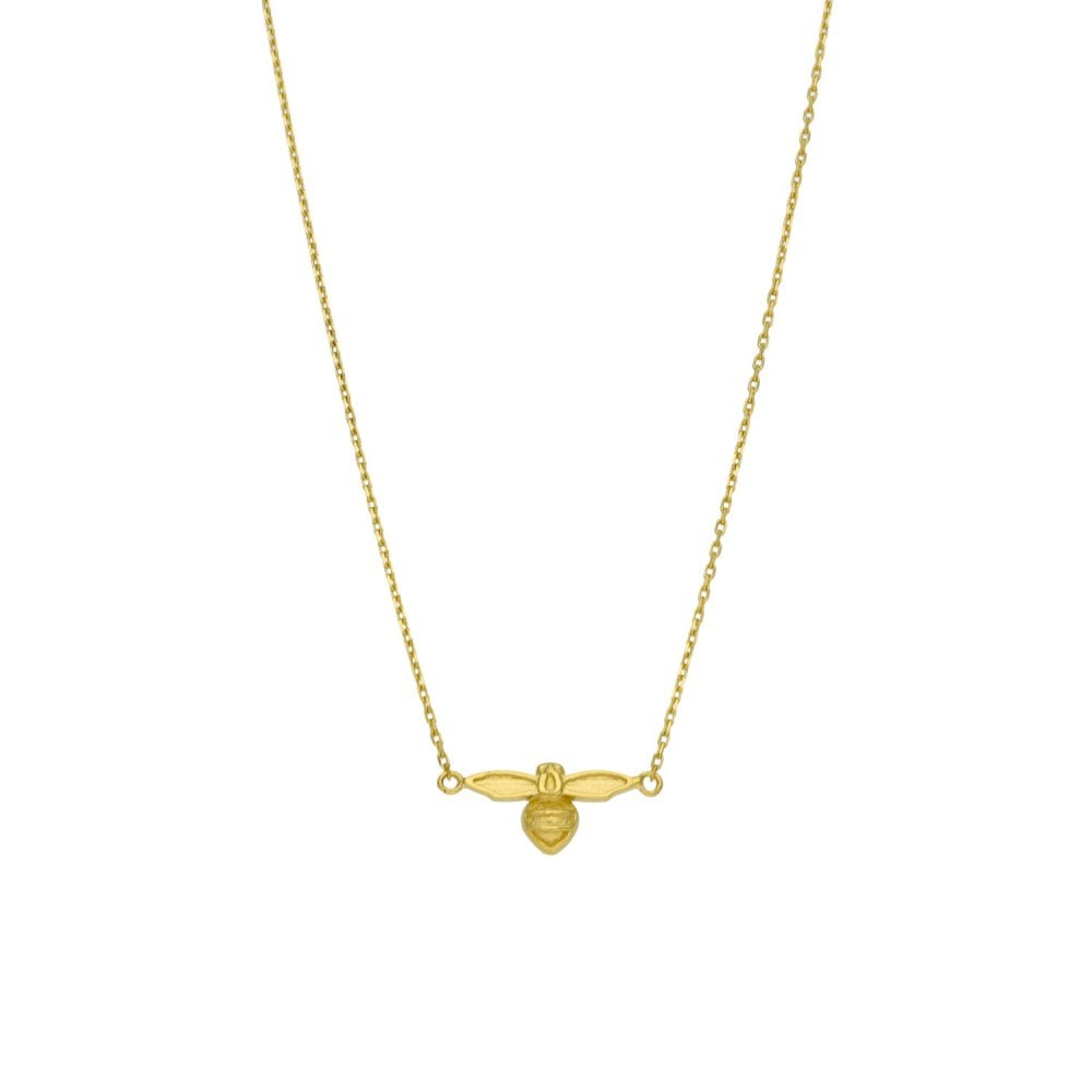 9ct Yellow Gold Bee Pendant & Trace Necklace - 16" - 1.6g
