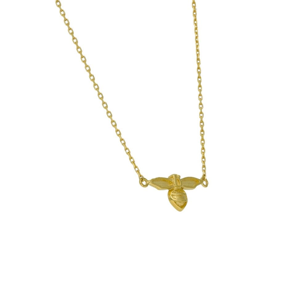 9ct Yellow Gold Bee Pendant & Trace Necklace - 16" - 1.6g