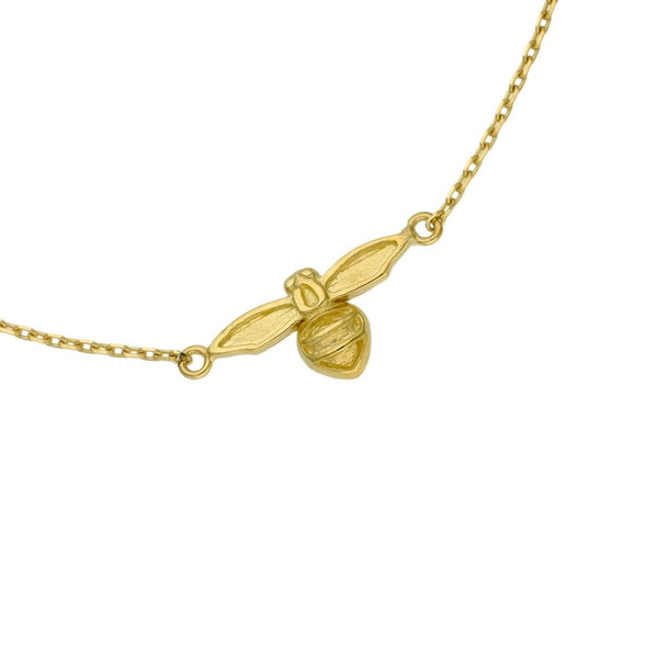 9ct Yellow Gold Bee Motif Trace Bracelet - 7" - 1.9g