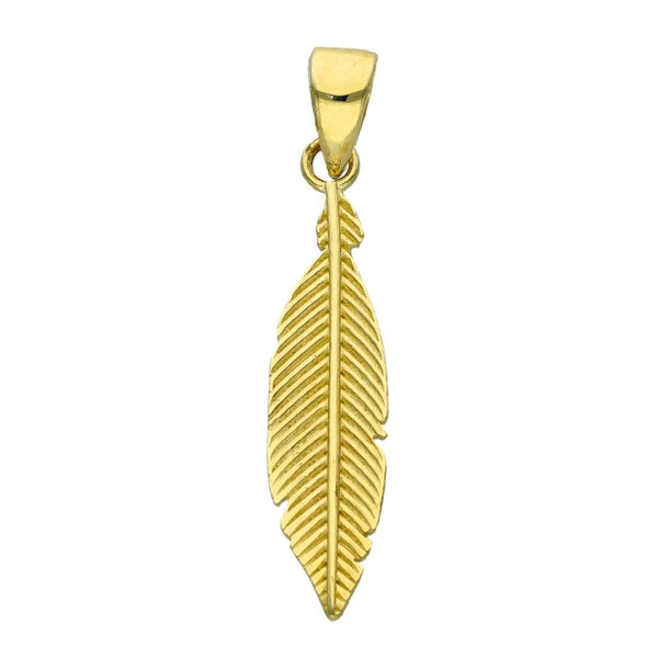 9ct Yellow Gold Small Leaf Pendant - 5x25mm - 0.6g
