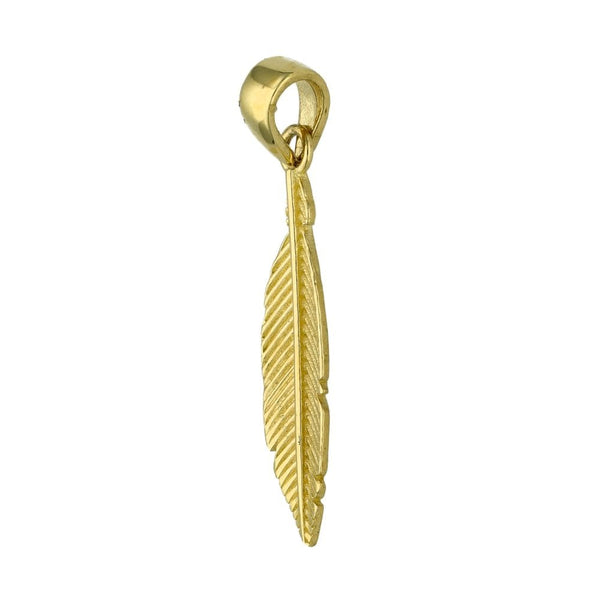 9ct Yellow Gold Small Leaf Pendant - 5x25mm - 0.6g