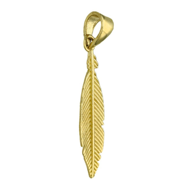 9ct Yellow Gold Small Leaf Pendant - 5x25mm - 0.6g