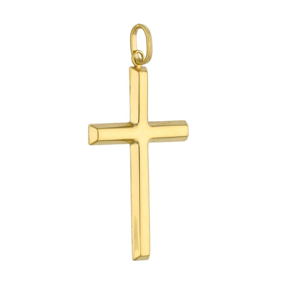 9ct Yellow Gold Plain Hollow Cross - 21x32x2mm - 0.9g