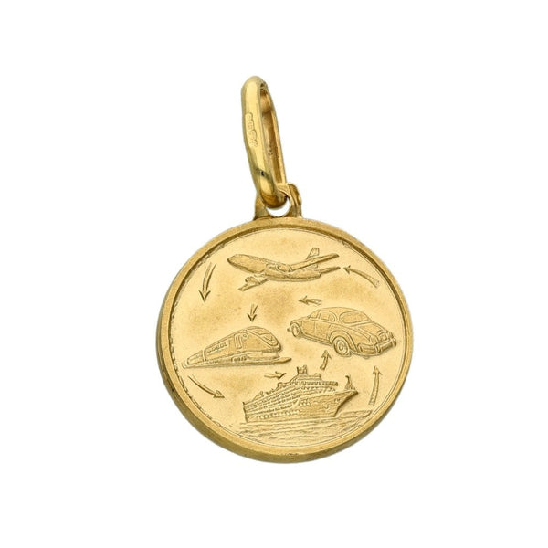 9ct Yellow Gold Round St. Christopher Pendant - 15x15mm - 2.4g