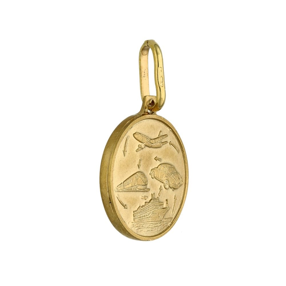 9ct Yellow Gold Round St. Christopher Pendant - 15x15mm - 2.4g