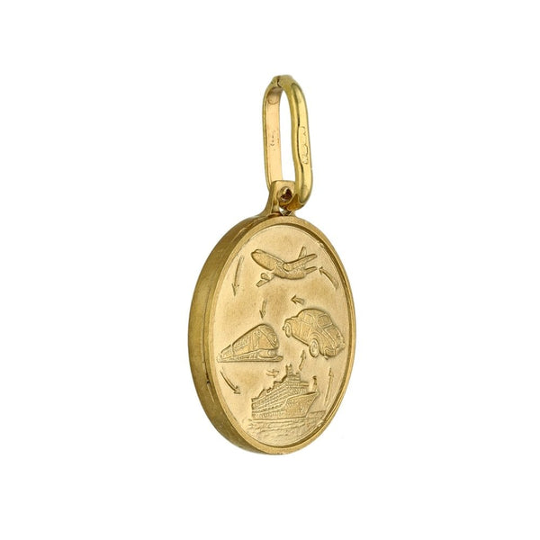 9ct Yellow Gold Round St. Christopher Pendant - 15x15mm - 2.4g