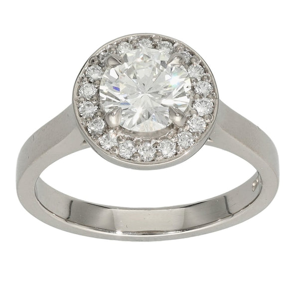 Ladies 18ct White Gold Certified Diamond Halo Ring - 1.33ct