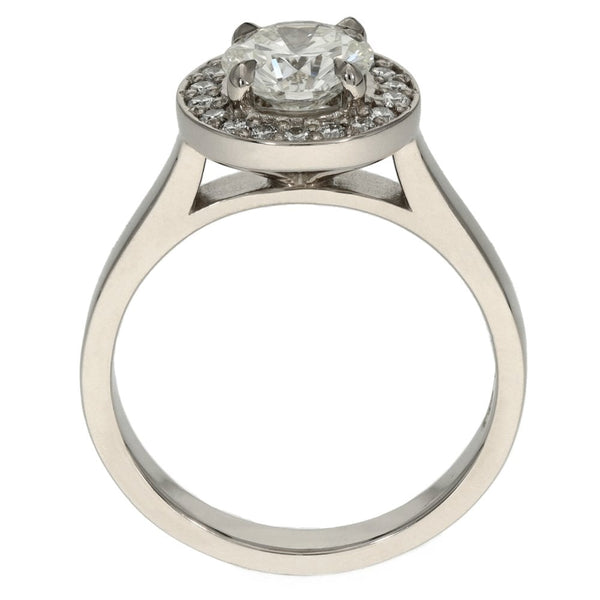 Ladies 18ct White Gold Certified Diamond Halo Ring - 1.33ct