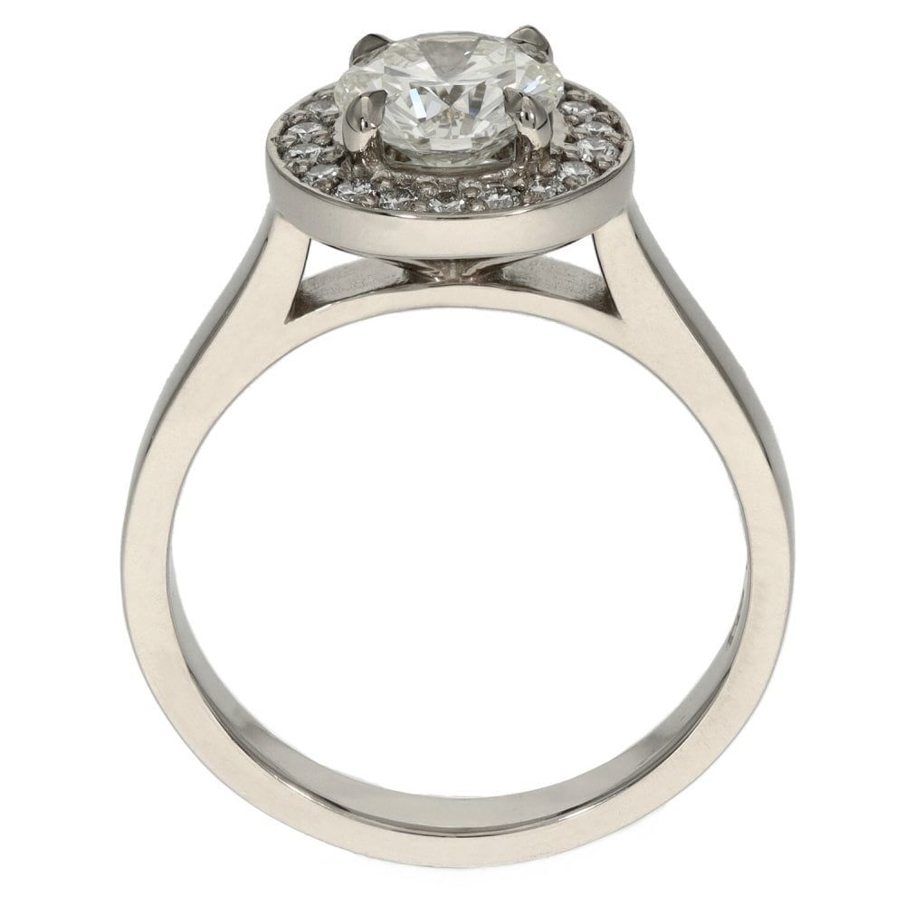 Ladies 18ct White Gold Certified Diamond Halo Ring - 1.33ct