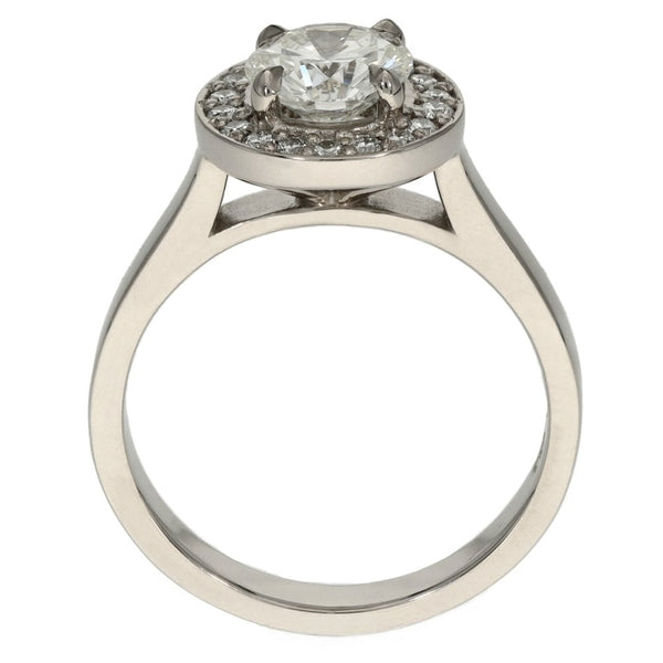 Ladies 18ct White Gold Certified Diamond Halo Ring - 1.33ct
