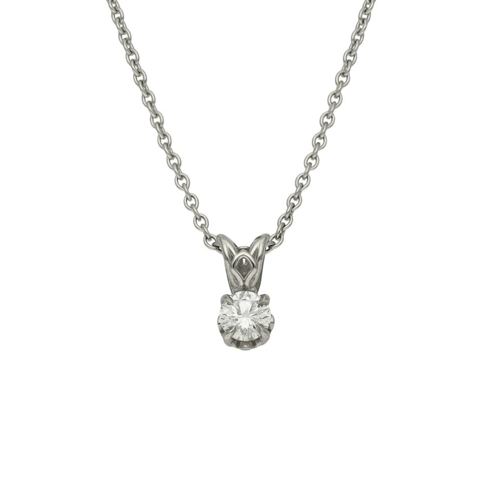 950 Platinum Diamond Solitaire Pendant & Necklace - 18" - 0.36ct
