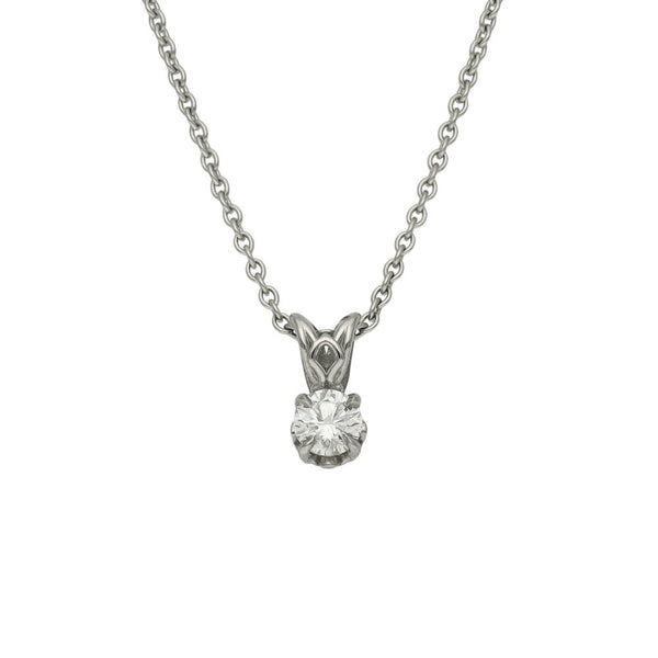 950 Platinum Diamond Solitaire Pendant & Necklace - 18" - 0.36ct