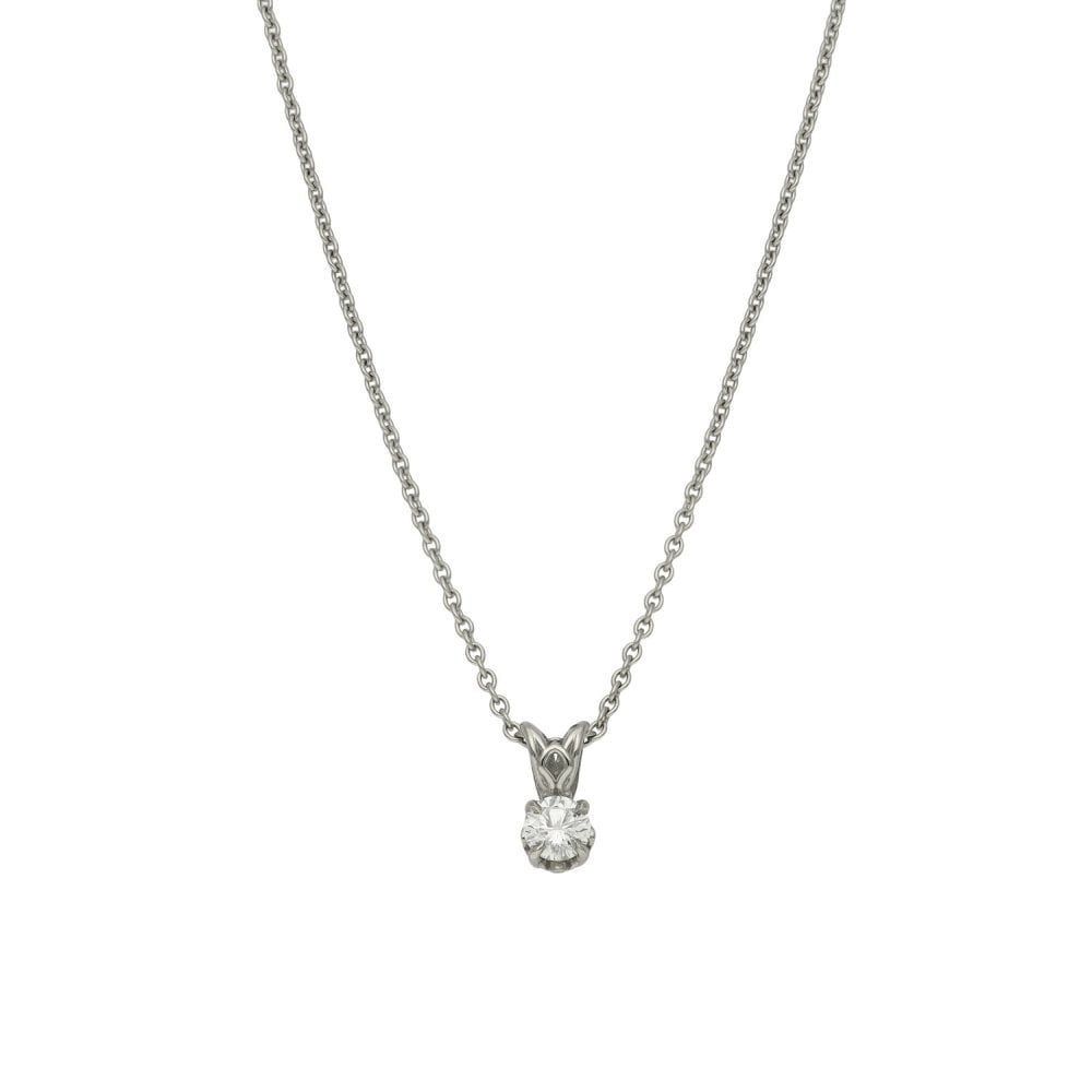 950 Platinum Diamond Solitaire Pendant & Necklace - 18" - 0.36ct