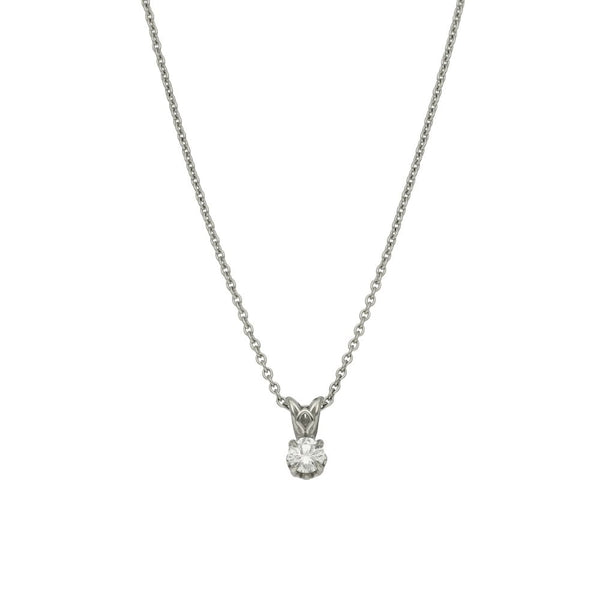 950 Platinum Diamond Solitaire Pendant & Necklace - 18" - 0.36ct