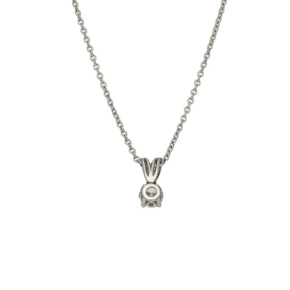 950 Platinum Diamond Solitaire Pendant & Necklace - 18" - 0.36ct