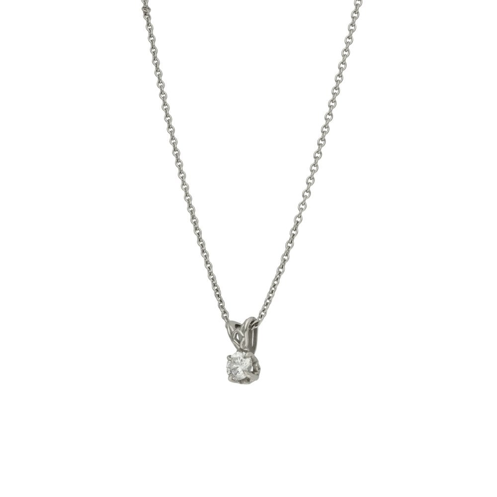 950 Platinum Diamond Solitaire Pendant & Necklace - 18" - 0.36ct