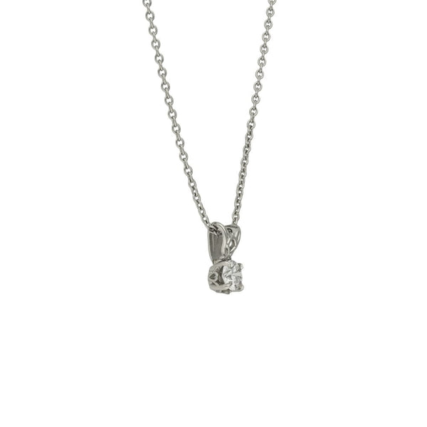 950 Platinum Diamond Solitaire Pendant & Necklace - 18" - 0.36ct